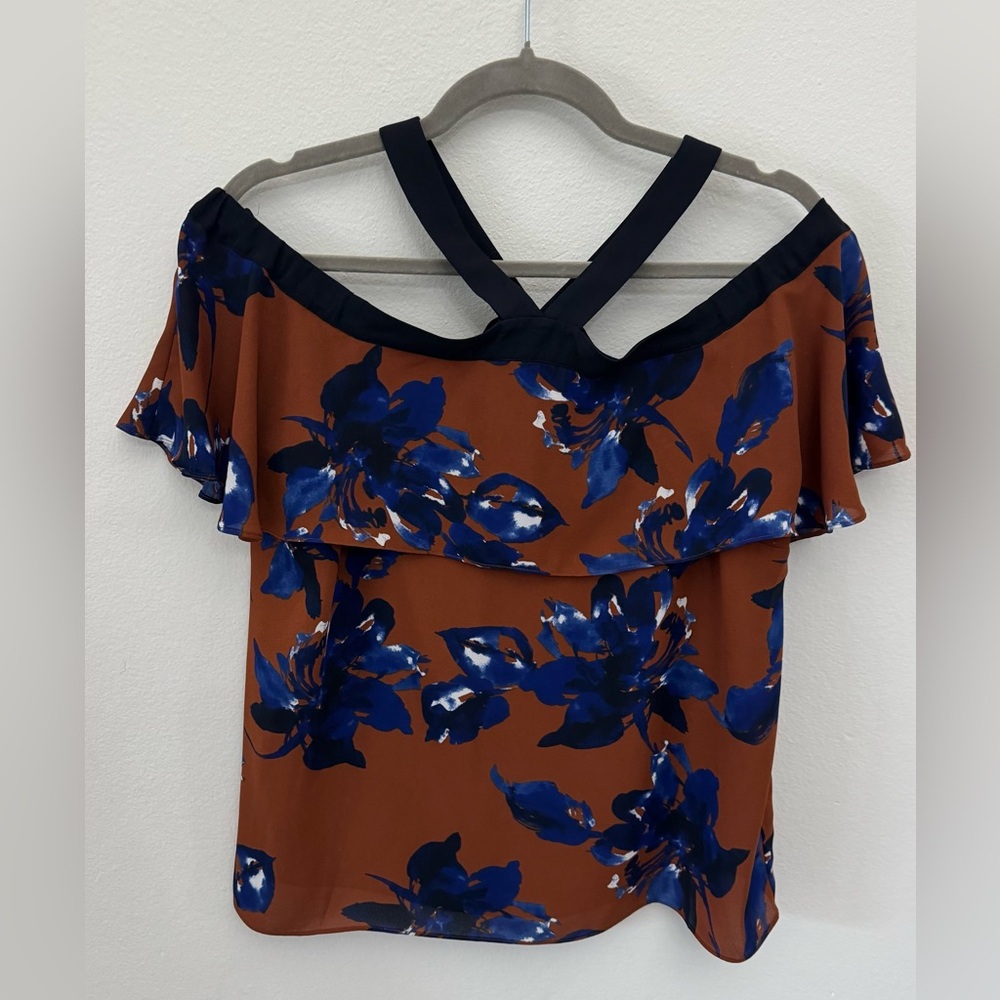 INC Women's Printed Cold-Shoulder Halter Top